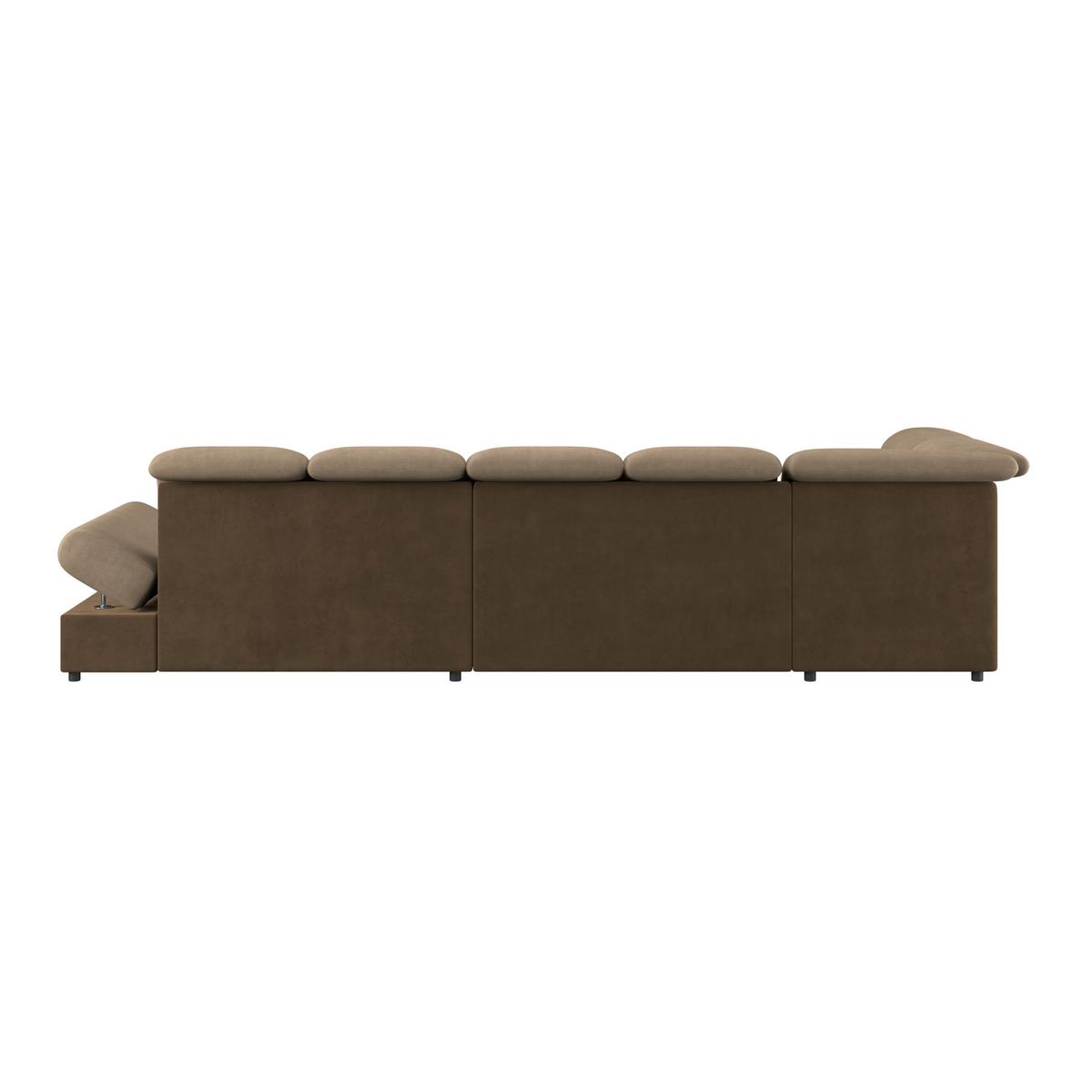 Wohnlandschaft Madera Mit Schlaffunktion Braun - Hellbraun/Dunkelbraun, KONVENTIONELL, Kunststoff/Textil (212/358/190cm)