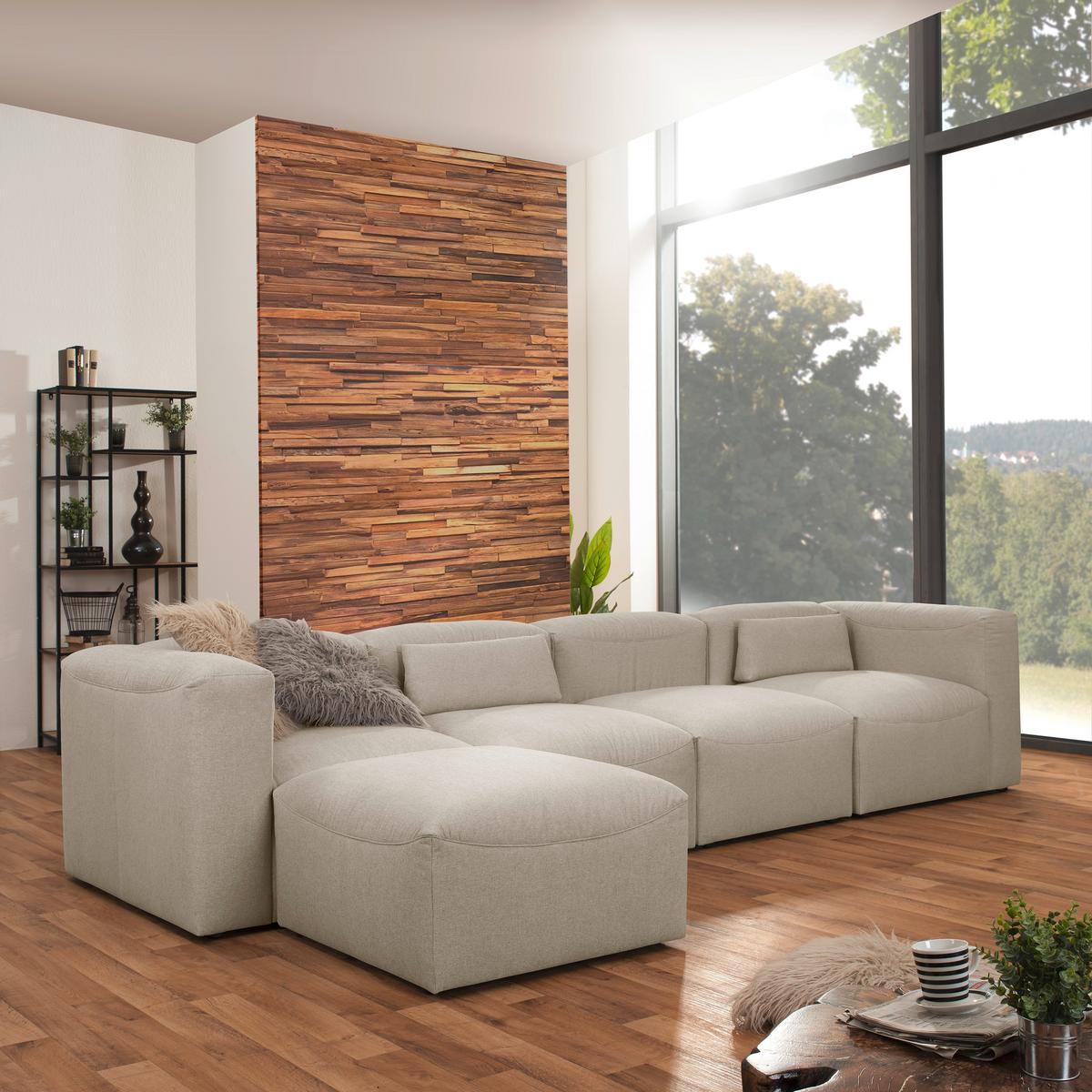 Ecksofa Lena Creme Flachgewebe - Creme, Design, Textil (350/73/100cm) - Max Winzer