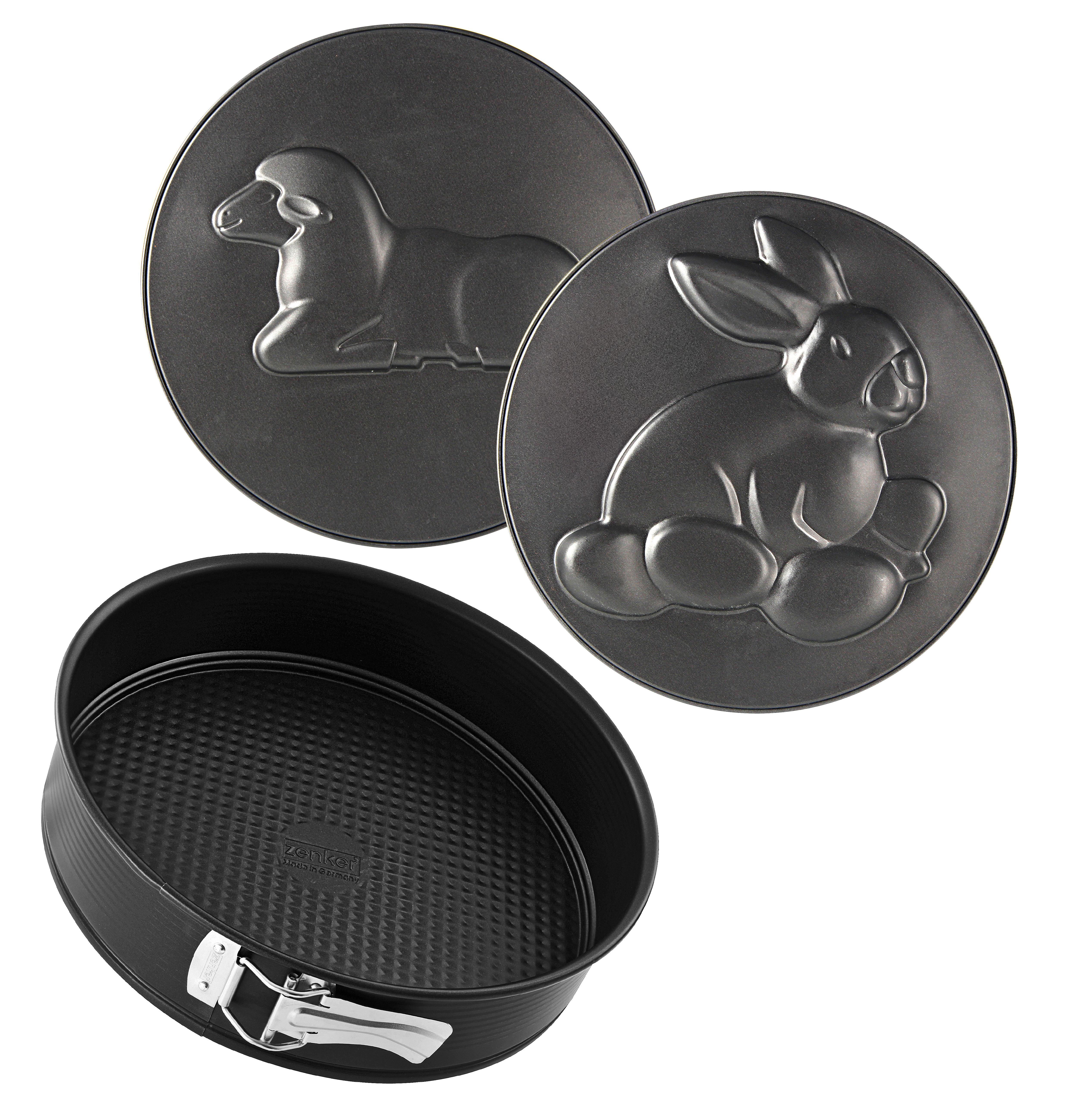 Backformen Rund 3-Tlg. D/H: 26x6,5 cm Beschichtet - Schwarz, Metall (26/6,5cm) - Zenker