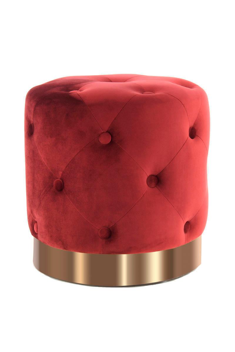 Hocker Pouf Samt Bordeaux/ Goldfarben DxH: 40x40 cm