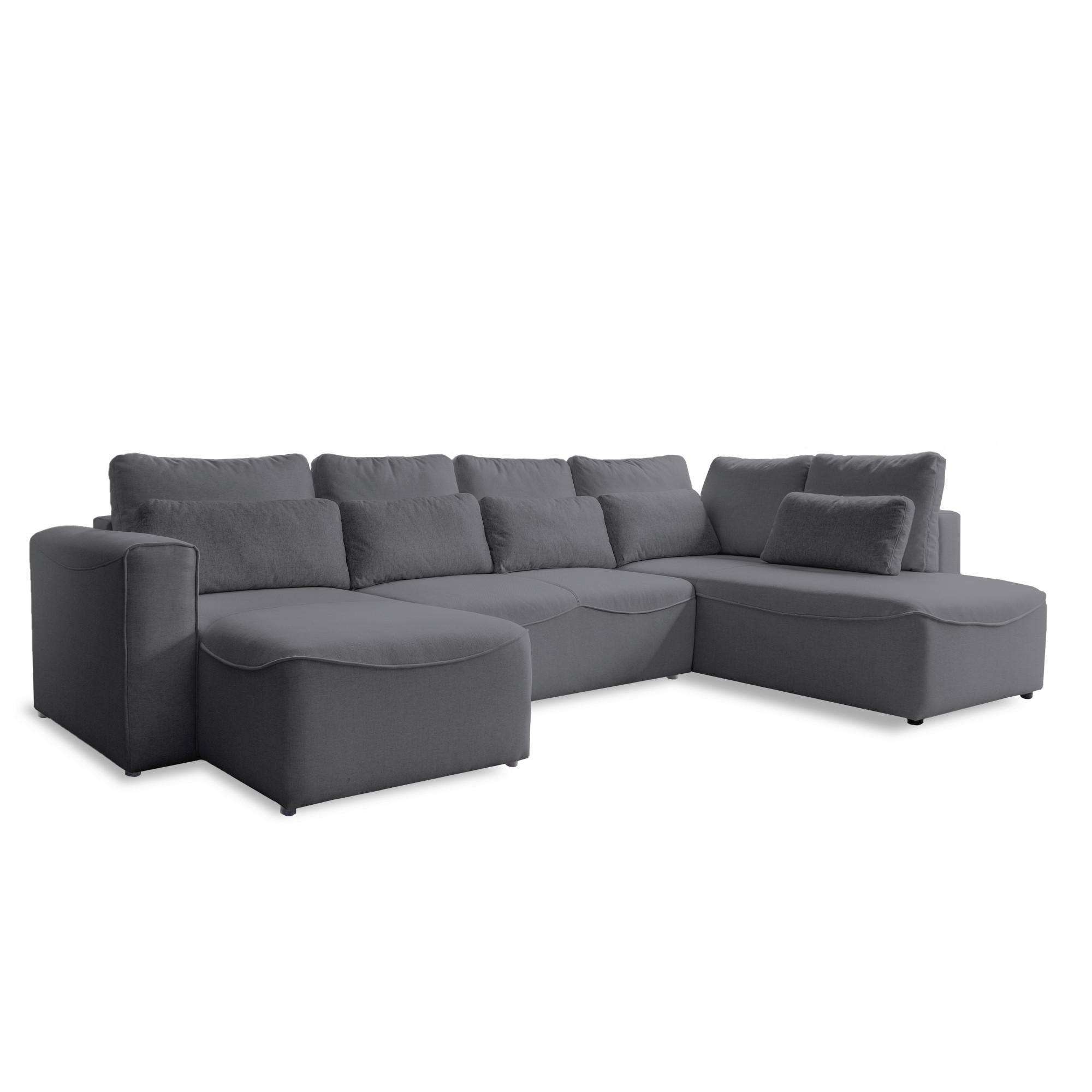 Rohová sedačka HOLLY U, obojstranná, tmavosivá - čierna/tmavosivá, Design, drevo/textil (158/331/210cm)