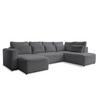 Rohová sedačka HOLLY U, obojstranná, tmavosivá - čierna/tmavosivá, Design, drevo/textil (158/331/210cm)