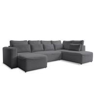 Rohová sedačka HOLLY U, oboustranná, tmavě šedá - černá/tmavě šedá, Design, dřevo/textil (158/331/210cm)