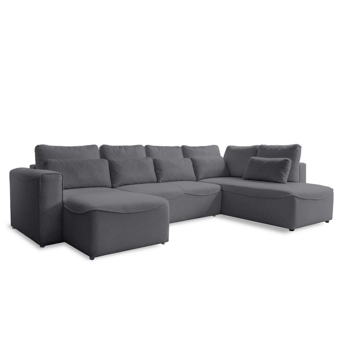 Rohová sedačka HOLLY U, oboustranná, tmavě šedá - černá/tmavě šedá, Design, dřevo/textil (158/331/210cm)