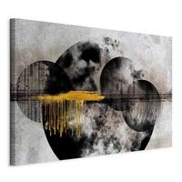 Leinwandbild Moon Schwarz Grauweiß B: 120 cm - Grauweiß/Schwarz, Basics, Holz/Textil (120/80/1,2cm) - artgeist