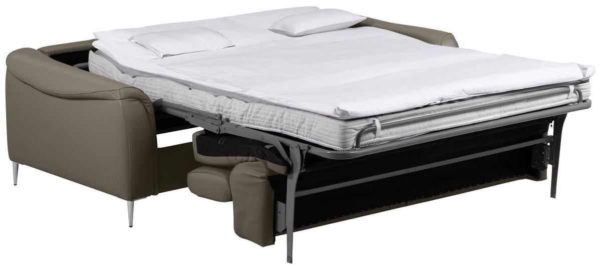 Schlafsofa Pafos Schlammfarben Lederlook, Rindsleder B: 203cm - Schlammfarben, Design, Leder/Textil (203/77-98/103cm) - MID.YOU