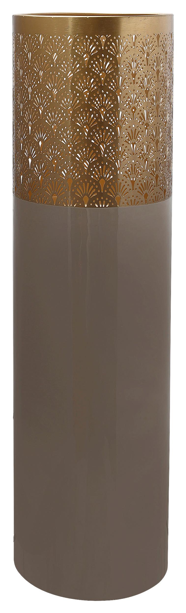 Bodenvase Art Deco Taupe Gold, D: 25 cm - Taupe/Goldfarben, Trend, Metall (25/90cm) - Kayoom