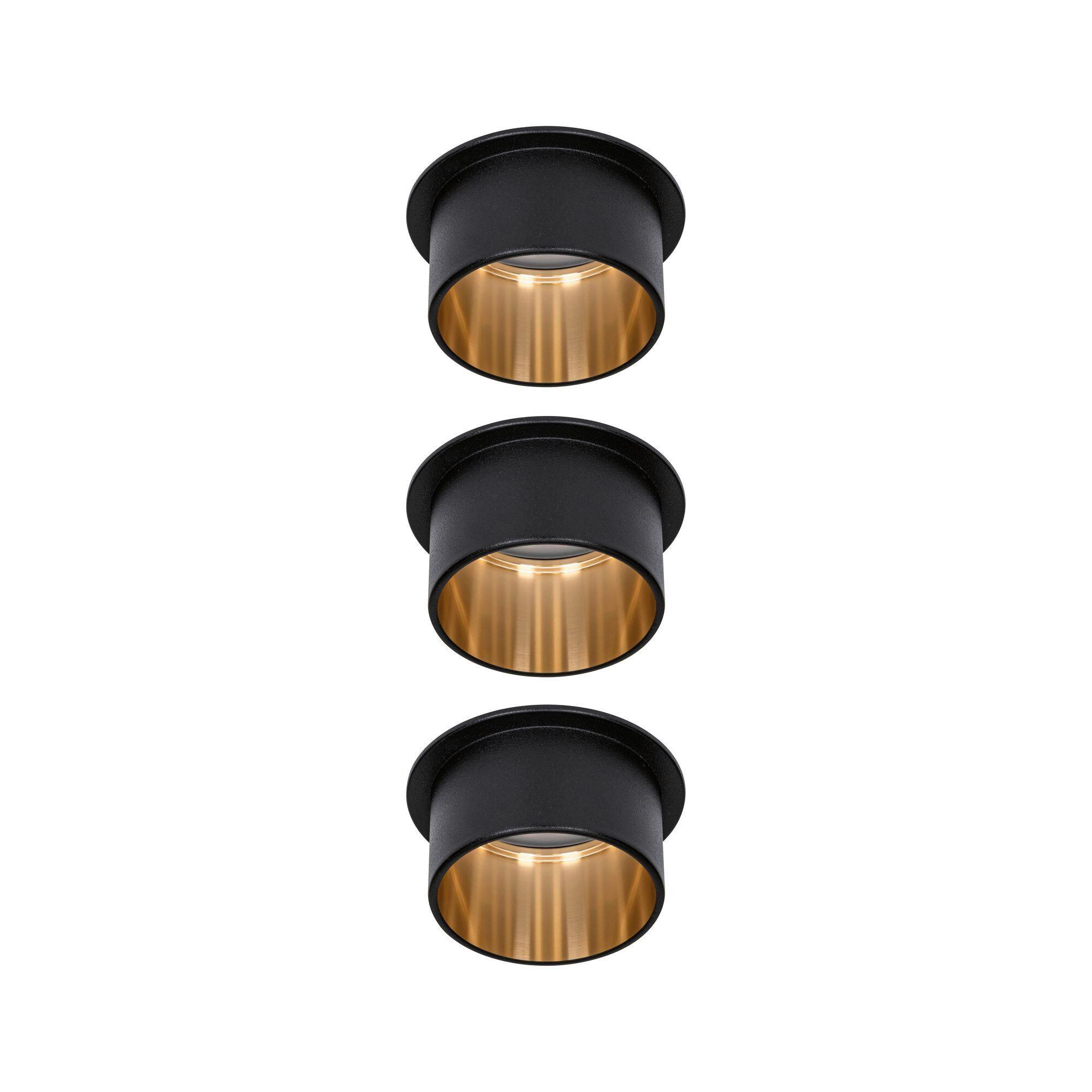 Deckenleuchte 3er-Set Ø 6,8 cm 3-Flammig, dimmbar - Goldfarben/Schwarz, Basics, Metall (6,8cm) - Paulmann