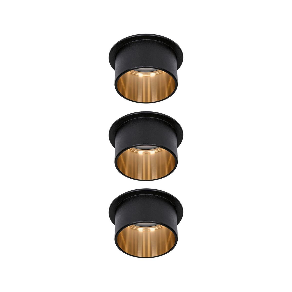 Deckenleuchte 3er-Set Ø 6,8 cm 3-Flammig, dimmbar - Goldfarben/Schwarz, Basics, Metall (6,8cm) - Paulmann