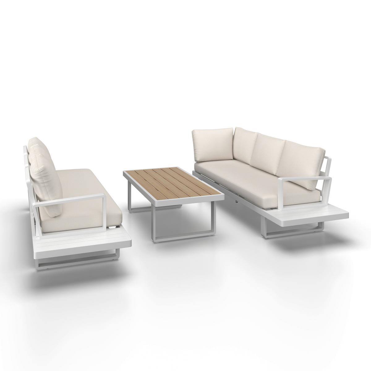 TERASOVÁ SEDACIA SÚPRAVA TILLY - biela/krémová, Modern, kov/textil (288,5/70/74cm) - Bessagi Garden