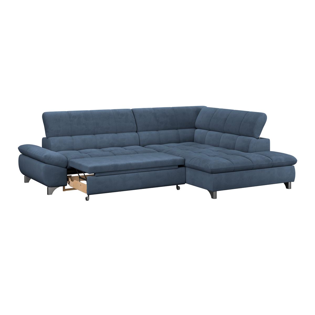 Ecksofa Gemini Dunkelblau, B: 312cm - Chromfarben/Dunkelblau, KONVENTIONELL, Textil (312/234cm)