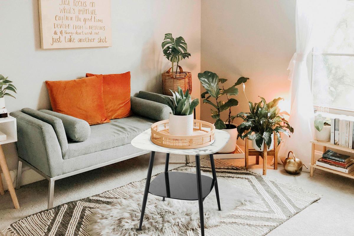 Couchtisch Schwarz/weiß B: 55 Cm - Schwarz/Weiß, Design, Glas/Metall (55/55/55cm) - Livetastic