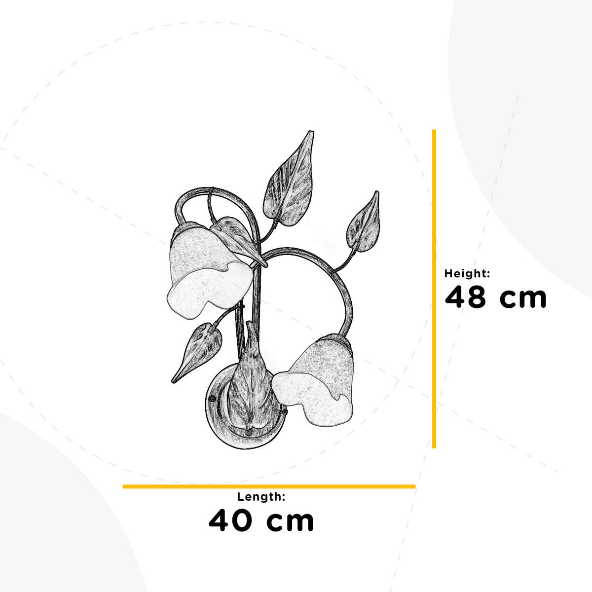 Wandleuchte 4620/Ap2 - Bronzefarben/Olivgrün, Natur, Glas/Metall (40/48cm)