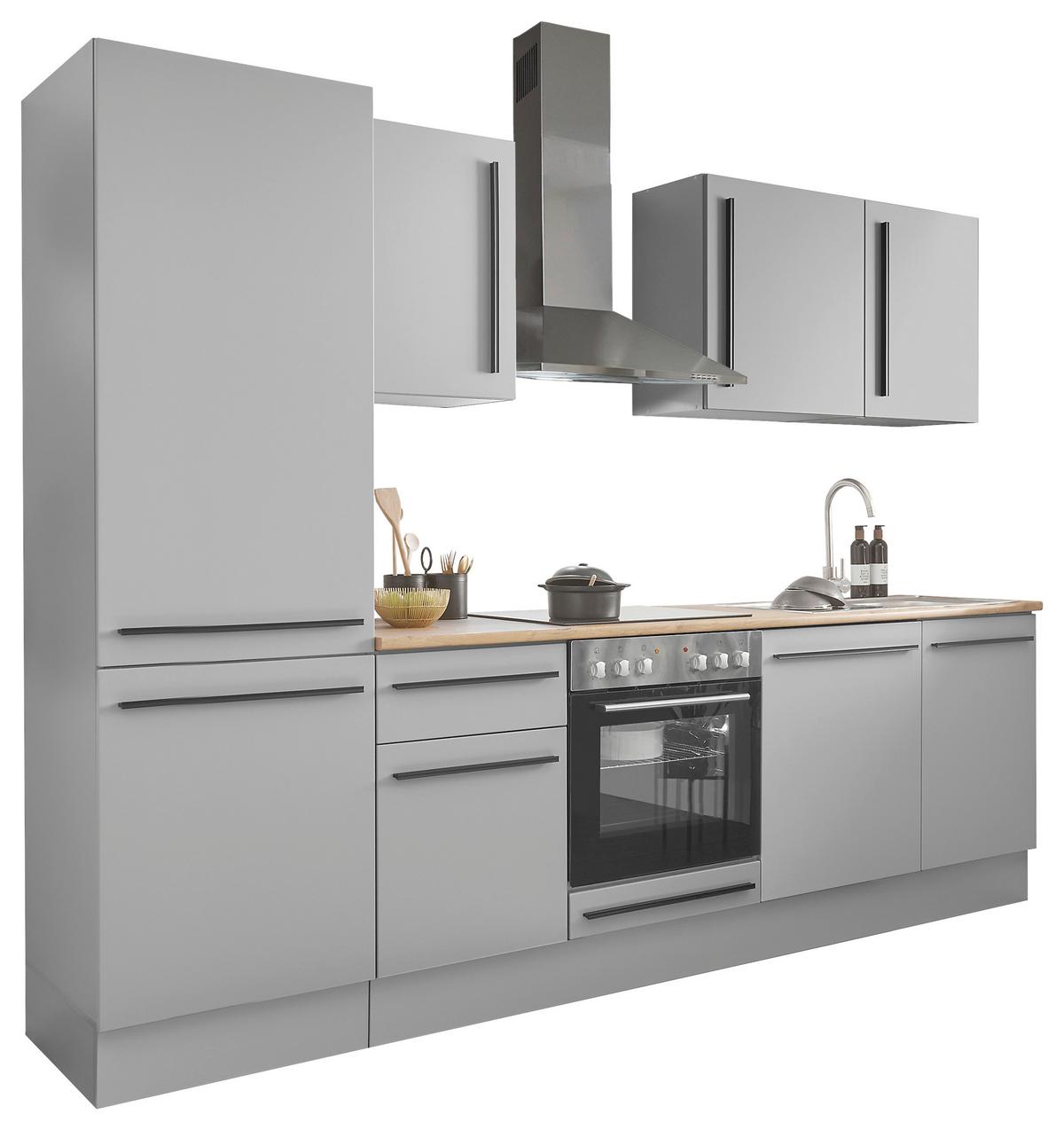 Küchenblock Denver Grau/Eiche Dekor B: 280 cm - Eichefarben/Grau, Design, Holzwerkstoff (280cm) - P & B
