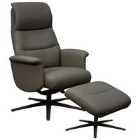 Relaxsesselset Repose Braun B: 76 Cm - Schwarz/Braun, Design, Leder/Textil (76/107/79cm) - Livetastic