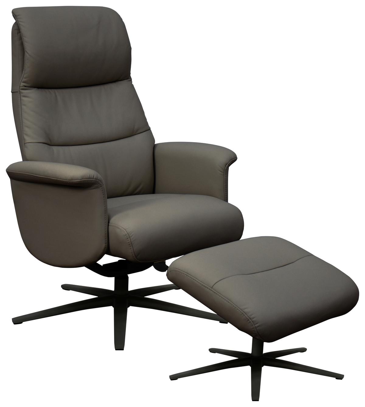 Relaxsesselset Repose Braun B: 76 Cm - Schwarz/Braun, Design, Leder/Textil (76/107/79cm) - Livetastic
