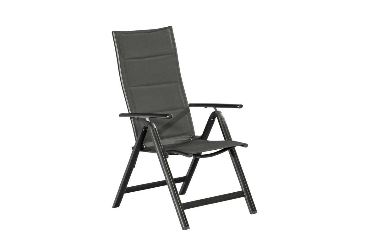 Gartensessel Klappbar Taviano Metall/Textil - Graphitfarben, ROMANTIK / LANDHAUS, Textil/Metall (59/109/73cm) - Gardenson