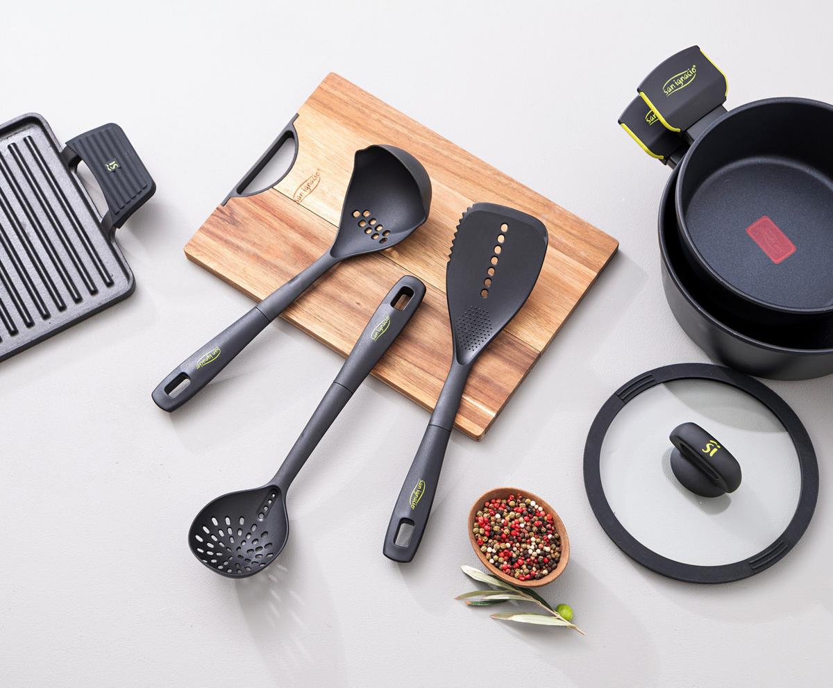 Küchenhelferset Kitchen Tools Schwarz 3-Teilig - Schwarz, Basics, Kunststoff (11.5/11,5/35cm)