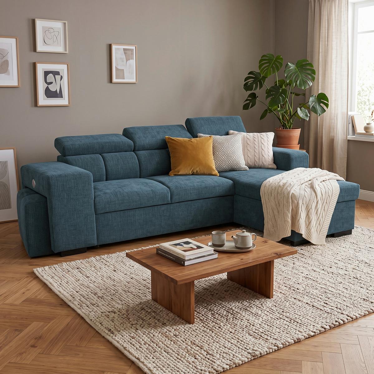 Ecksofa Sirius M blau, 251x165cm - Blau, KONVENTIONELL, Holz/Holzwerkstoff (251/165cm)