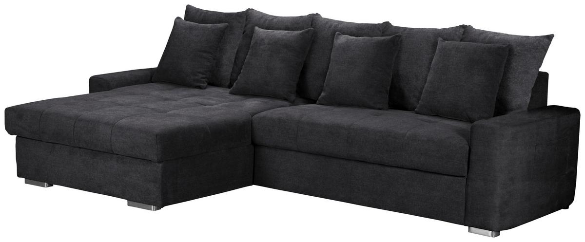 Ecksofa mit Schlaffunktion Salvador + Bettkasten Schwarz - Wengefarben/Silberfarben, MODERN, Holz/Textil (164/293cm) - MID.YOU