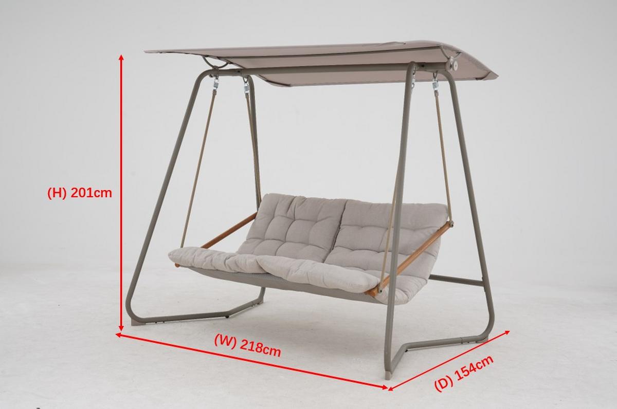 HOLLYWOODSKÁ HOUPAČKA CARINA - šedá/světle šedá, Moderní, kov/textil (218/201/154cm) - Mömax