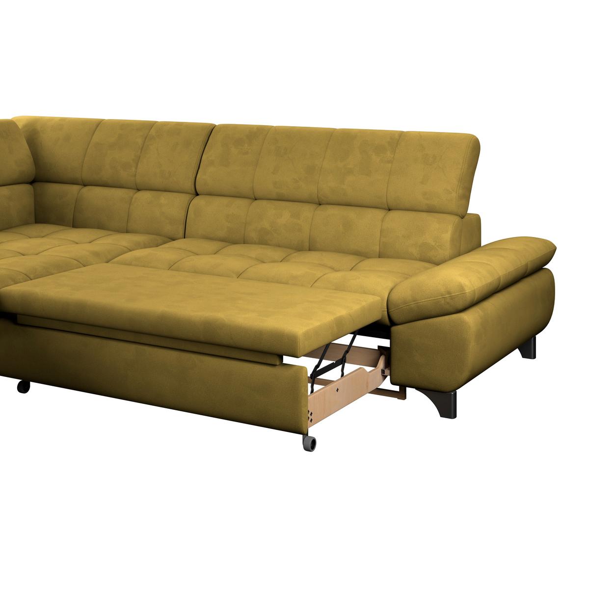 Eckbank Gemini Senfgelb, B: 234cm - Chromfarben/Senfgelb, KONVENTIONELL, Textil (234/312cm)