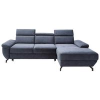 Ecksofa Rima - Silberfarben/Dunkelblau, MODERN, Textil (262/182cm) - Trendmanufaktur