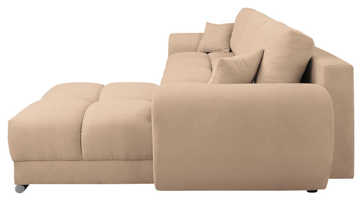 Ecksofa Azzuro Beige S: 256x175 cm - Beige/Silberfarben, Design, Textil (256/175cm) - Livetastic