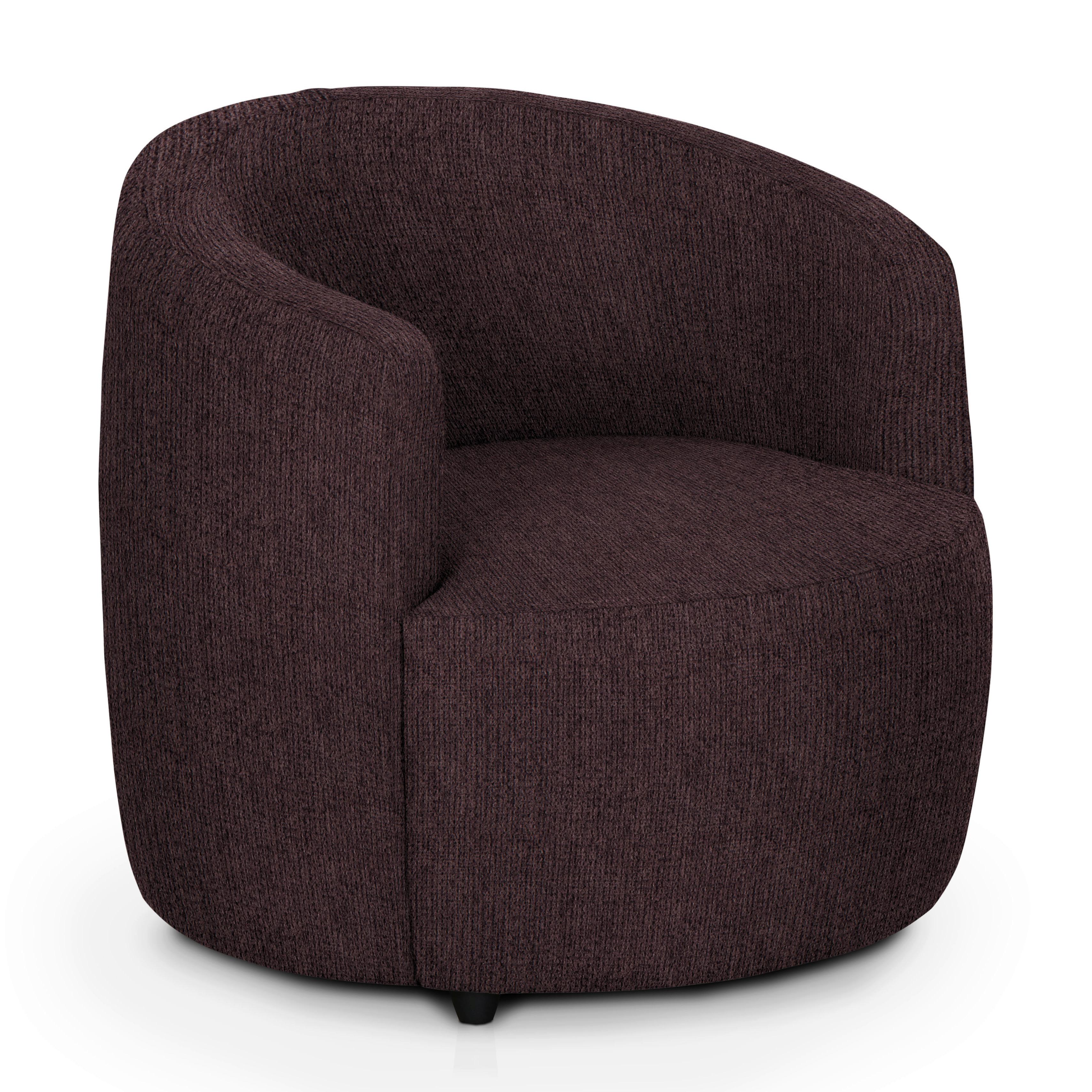 Polstersessel Pina Braun Chenille - Schwarz/Braun, Design, Textil (81/74/81cm) - Livetastic