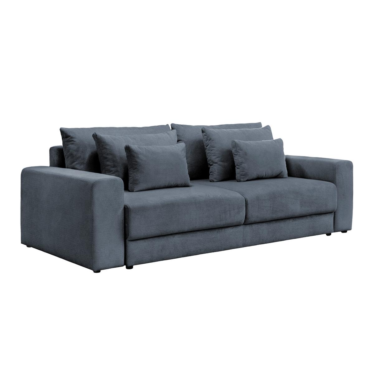 Megasofa Mega Chenille blau, B: 255cm - Blau/Schwarz, Trend, Textil (255/94/126cm) - Luca Bessoni