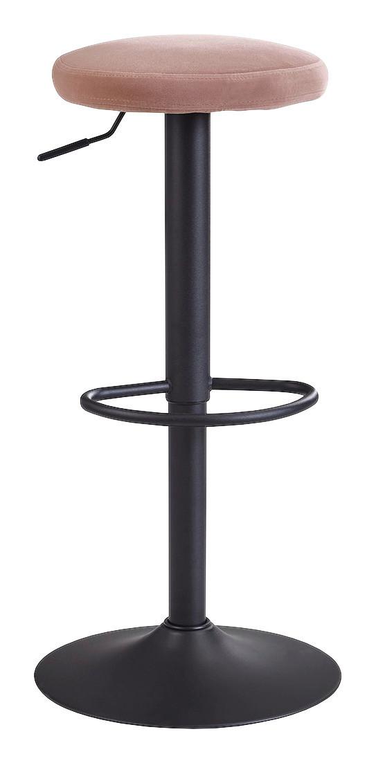 Barhocker höhenverstellbar mit Fußablage Samt Rosa
