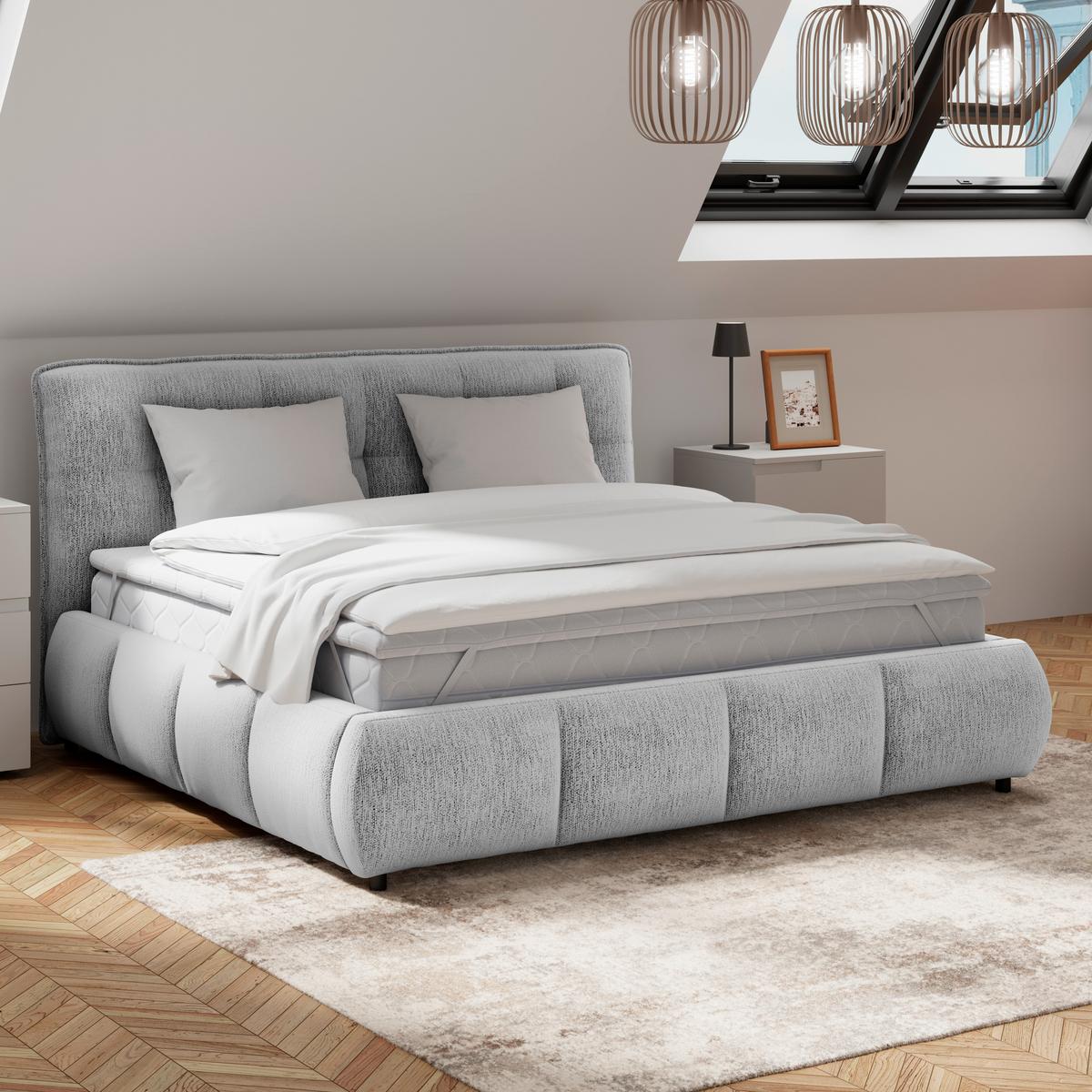 Polsterbett Limo Hellgrau 160x200 cm - Hellgrau/Schwarz, KONVENTIONELL, Holz/Holzwerkstoff (160/200cm) - James Wood