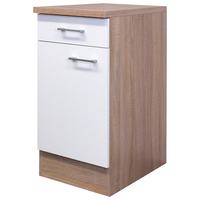 Küchenunterschrank Samoa B: 40 cm Weiß/Eiche Dekor mit Lade - Weiß/Sonoma Eiche, KONVENTIONELL, Holzwerkstoff (40/85/57cm)