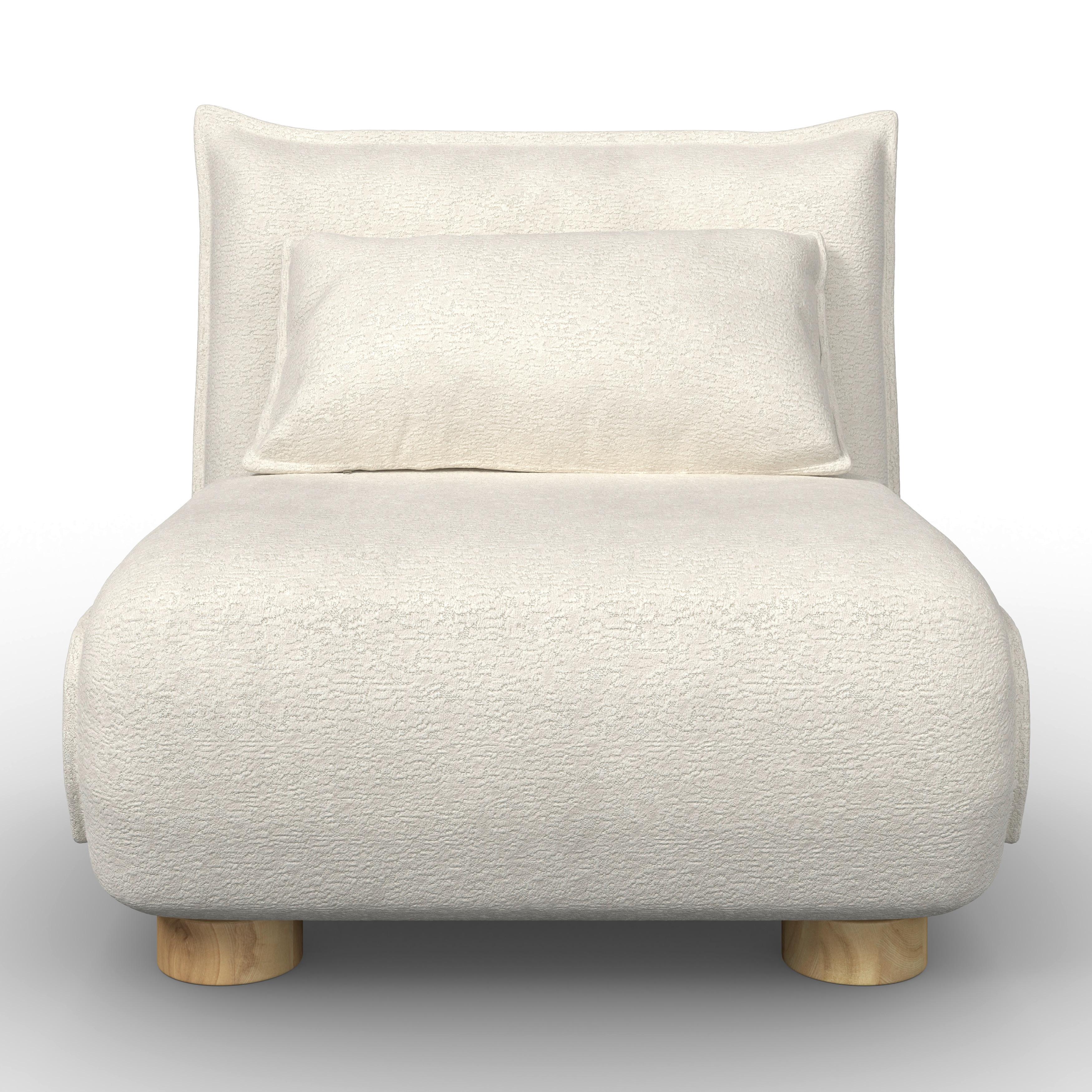 Rozkladacie kreslo BELLA, biela, max. 120 kg - biela/prírodná farba, Modern, kov/drevo (83/41/63cm) - Bessagi Home