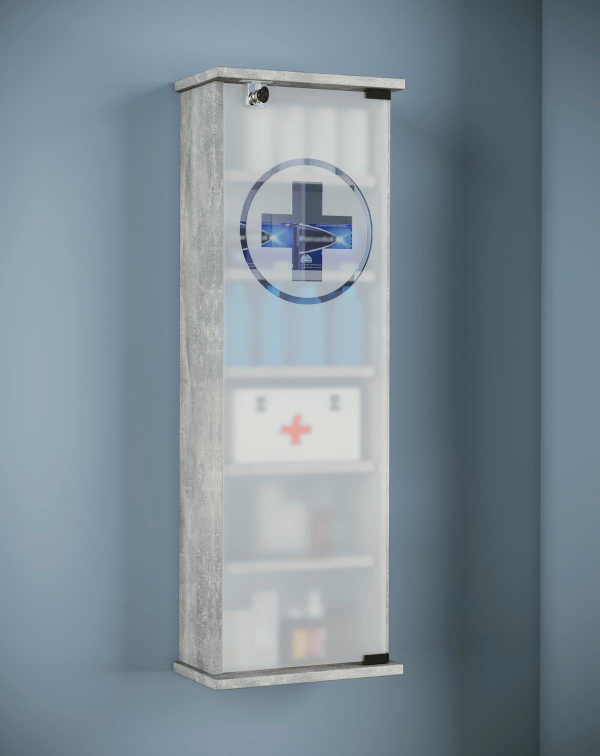 Medizinschrank Omal Xxl Beton-Optik, Bxh: 31x92 Cm - Grau, Basics, Glas/Holzwerkstoff (31/92/18cm) - MID.YOU