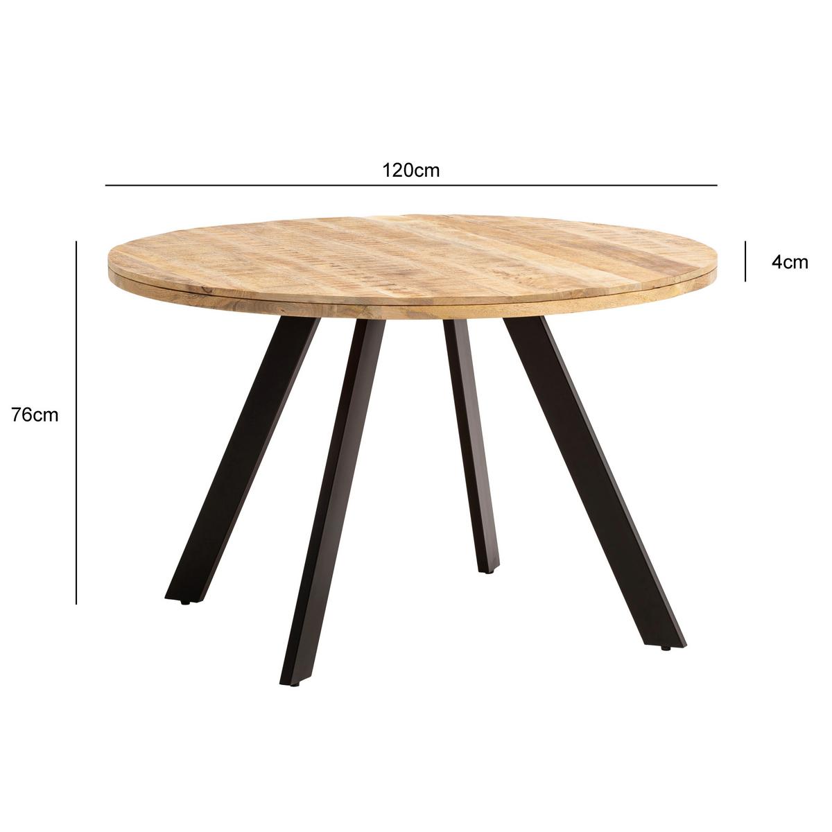 Esstisch Braun L: 120 cm - Schwarz/Braun, Design, Holz/Metall (120/120/76cm) - MID.YOU