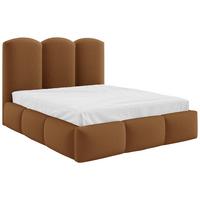Polsterbett Bero Boucle braun, LF: 160x200 cm - Buchefarben/Schwarz, Trend, Holz/Textil (160/200cm)