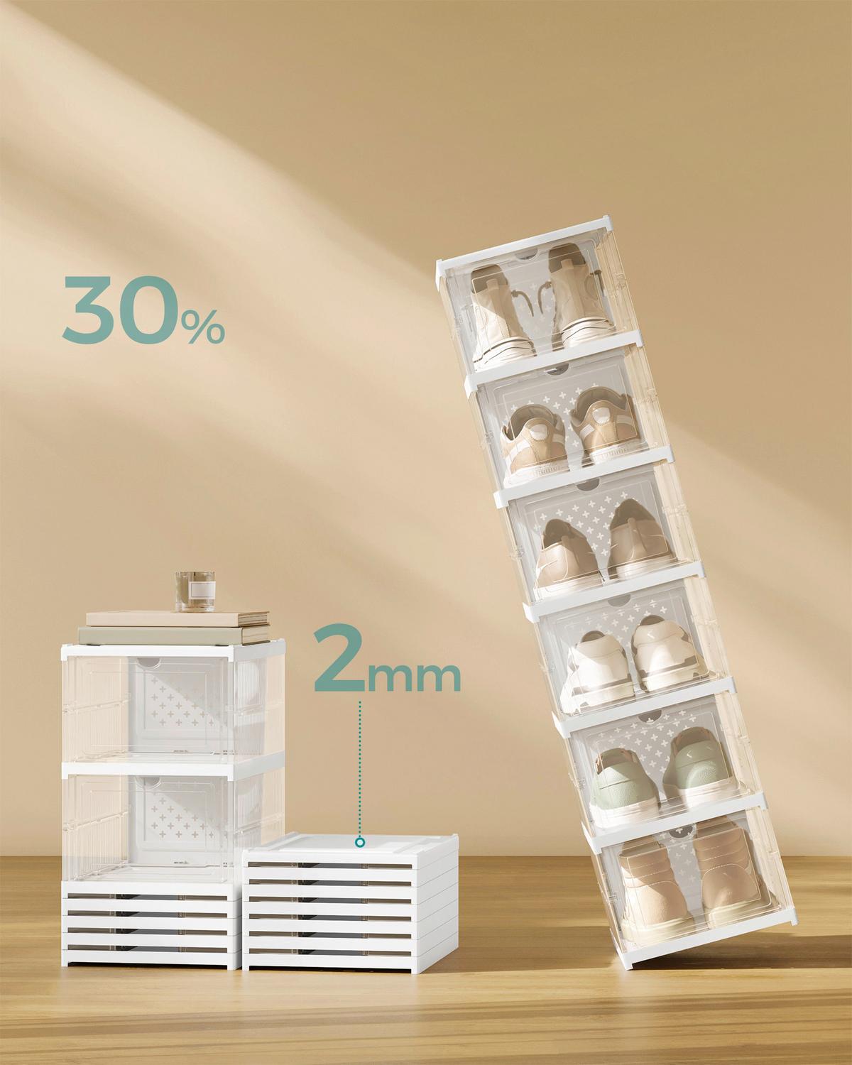 Schuhregal Weiß, Transparent B: 25,5cm - Transparent/Weiß, Basics, Kunststoff (25,5/105/35,5cm)