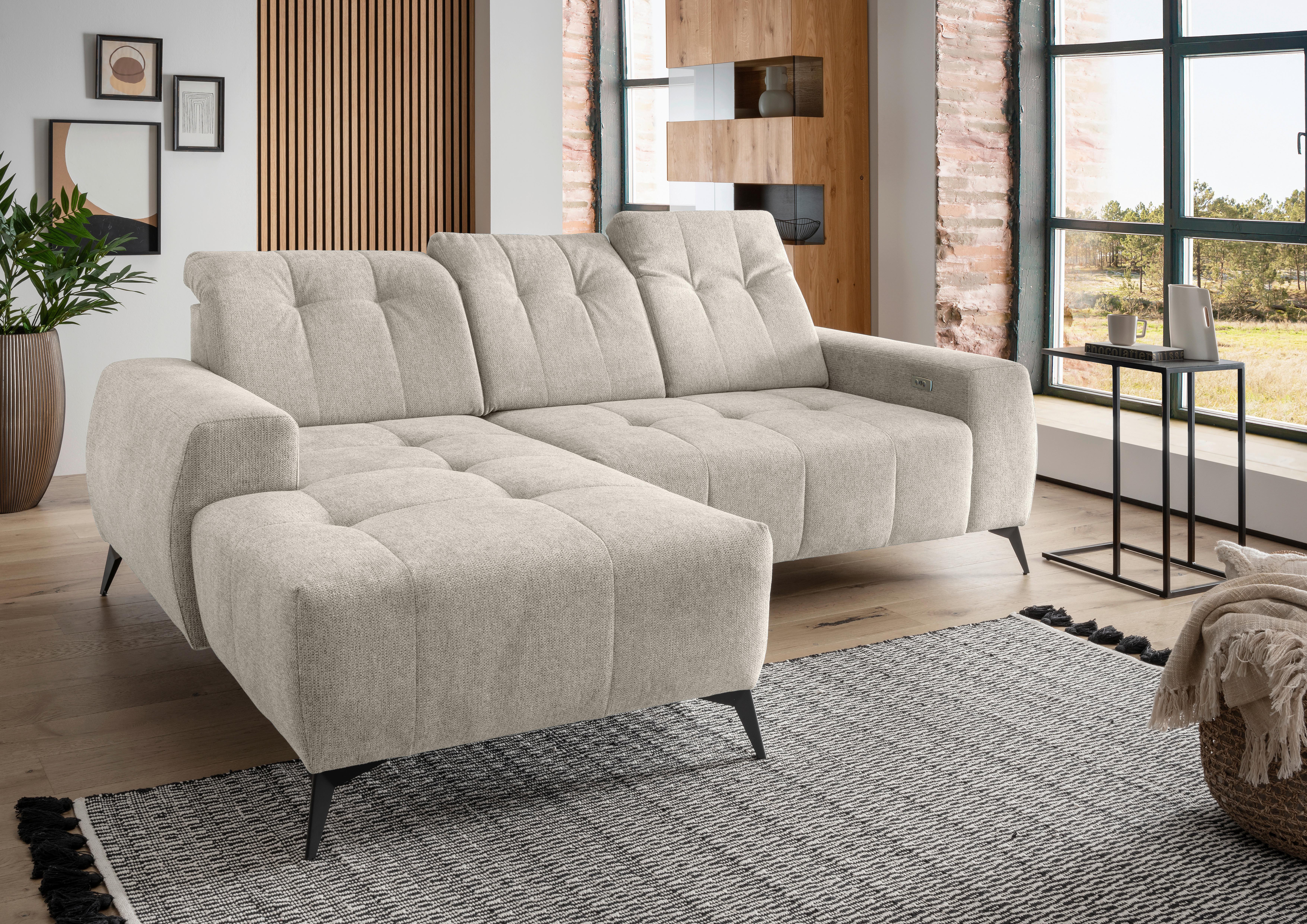 ECKSOFA Sano, Beige S: 180x258 cm - Beige/Schwarz, MODERN, Textil (180/258cm) - Livetastic