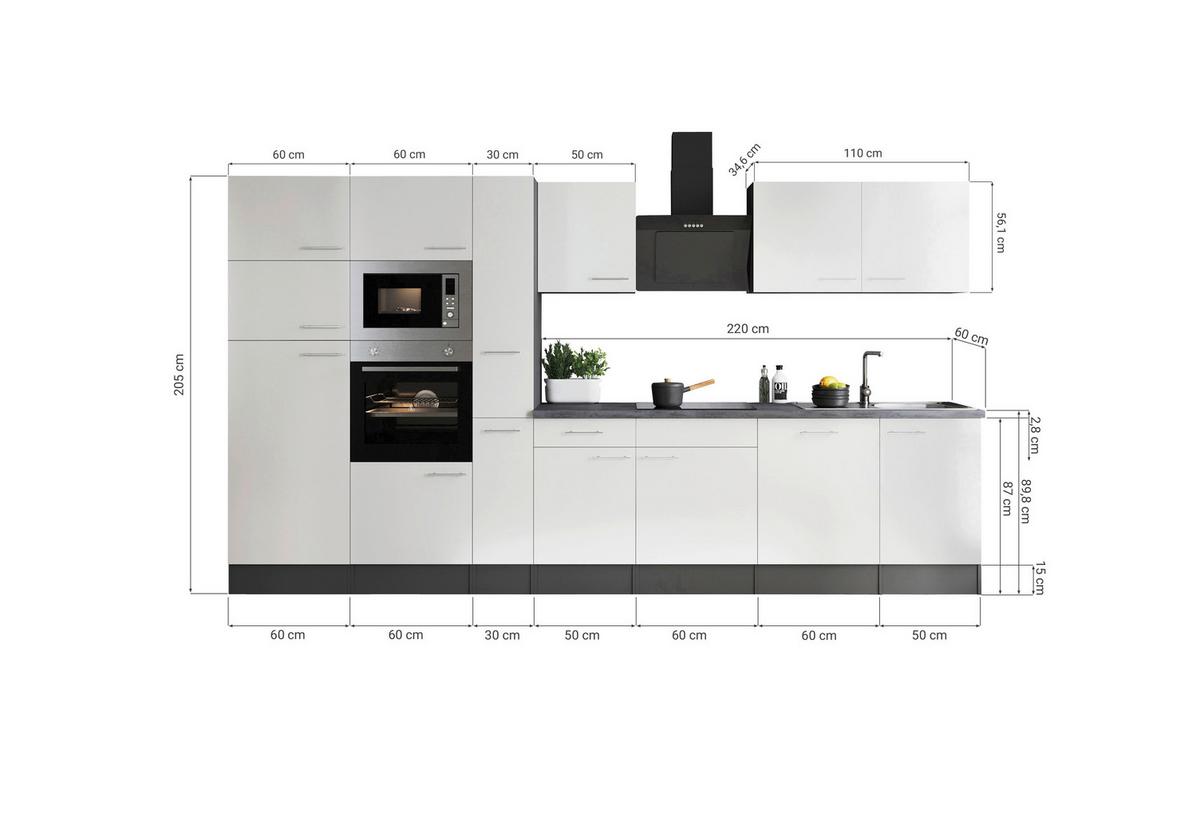 Küchenblock Oliver Grau B: 370 Cm - Grau, Design, Holzwerkstoff (370cm) - Respekta