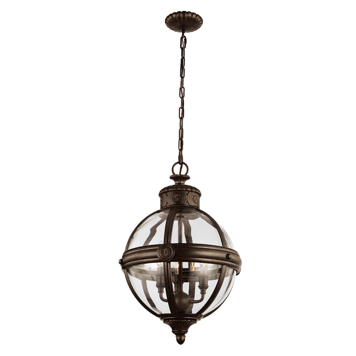 Kronleuchter H: 71,7 cm 3-Flammig Vintage Look - Bronzefarben, Natur, Glas/Metall (37.1/71.1cm) - Elstead Lighting