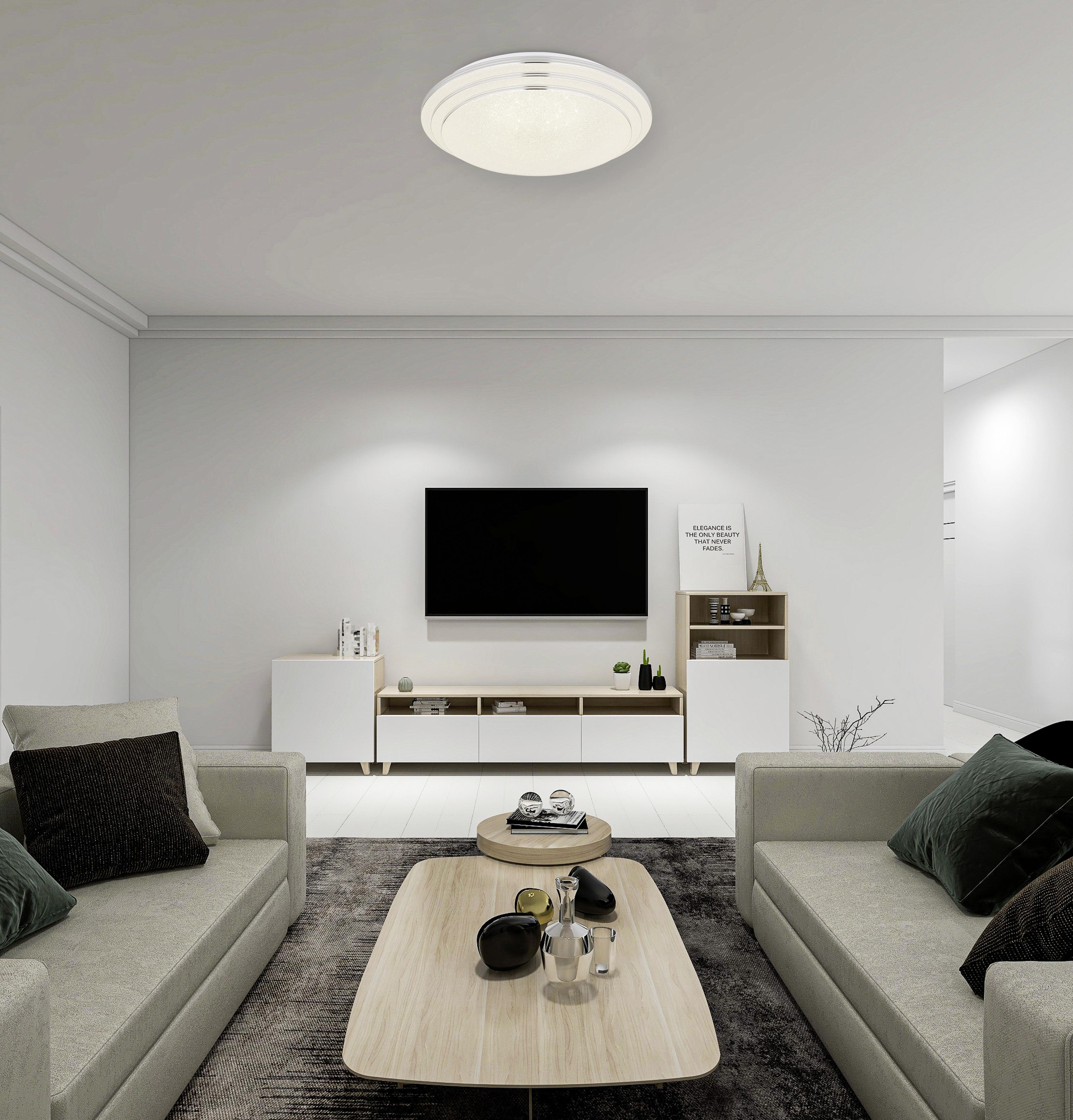 LED-Deckenleuchte Aley Ø 40 cm + Farbwechsler, Fernbedienung - Opal/Weiß, Basics, Kunststoff/Metall (40/9,5cm) - Globo