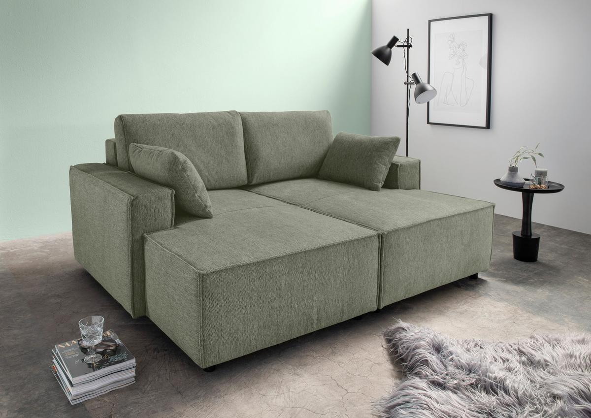 Bigsofa Tramin, Silberfarben B: 188 Cm - Dunkelgrün/Schwarz, MODERN, Textil (188/86/154cm) - Livetastic