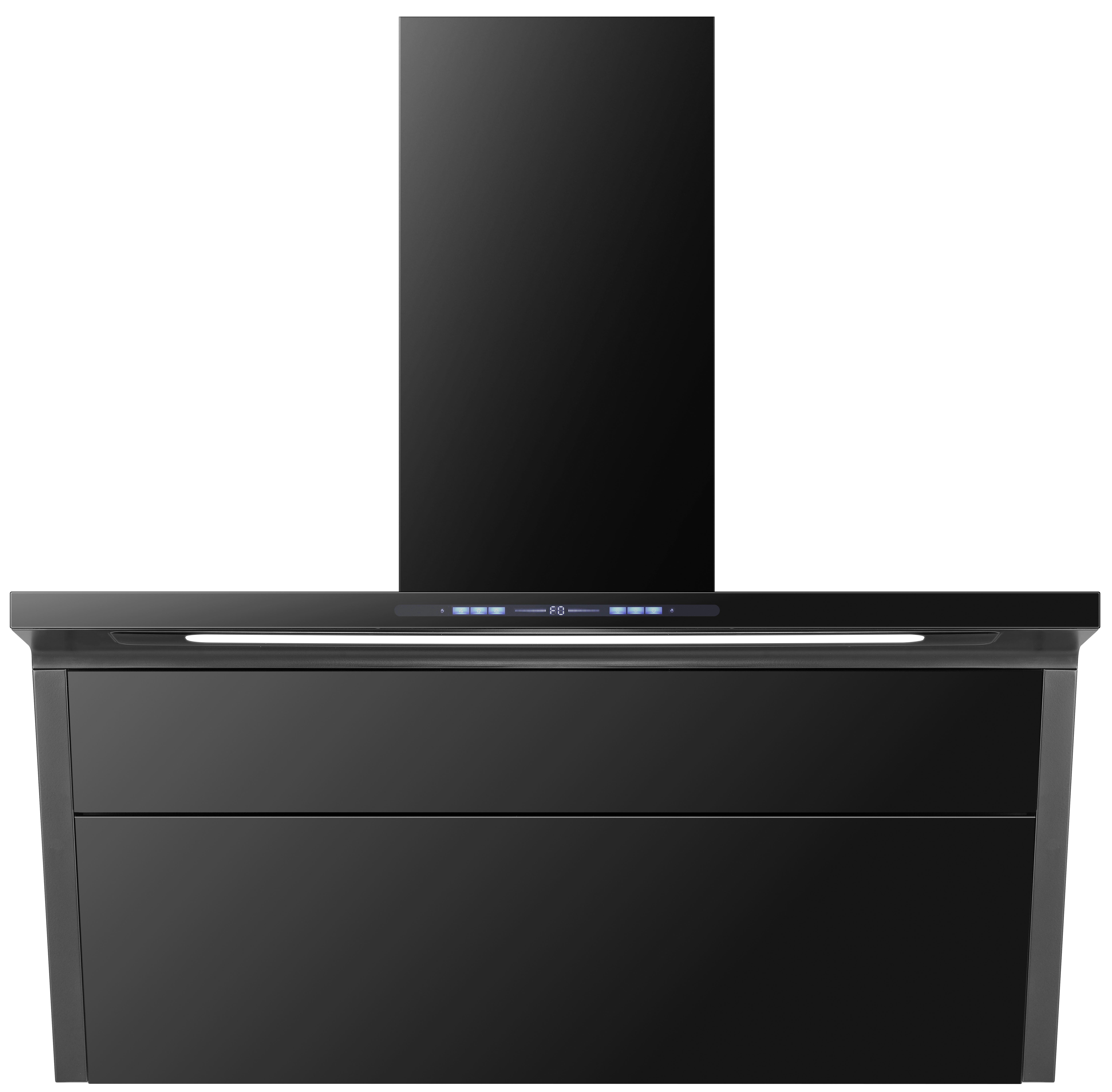 Dunstabzugshaube Ws55-90a+gcb - Schwarz, Basics, Glas/Metall (90/79,2-118,2/37cm) - PKM