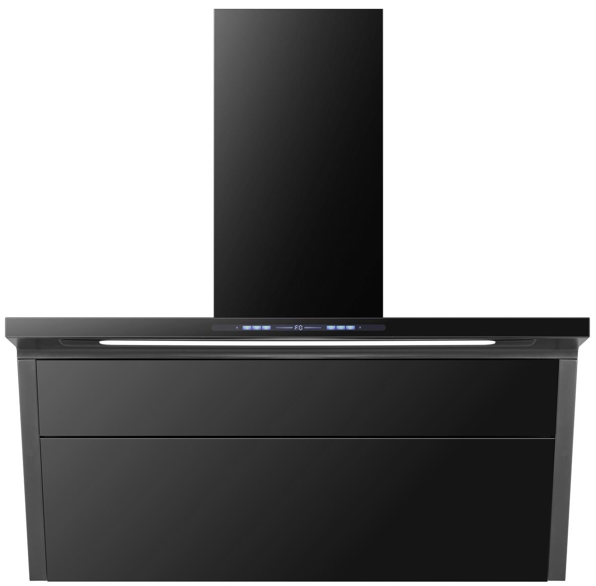 Dunstabzugshaube Ws55-90a+gcb - Schwarz, Basics, Glas/Metall (90/79,2-118,2/37cm) - PKM