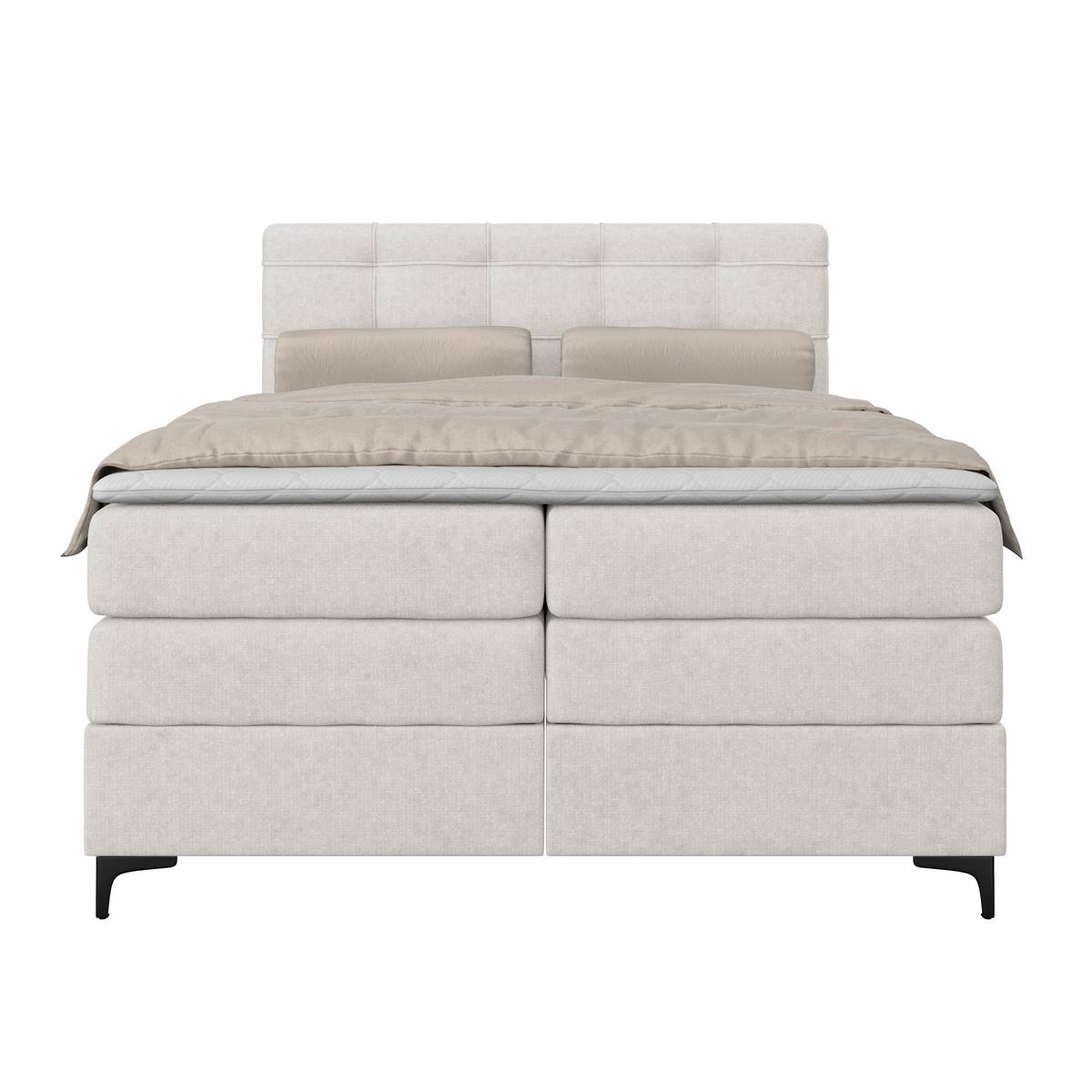 Boxspringbett MITTO Beige 140x200 cm - Beige/Schwarz, KONVENTIONELL, Textil/Metall (140/200cm)
