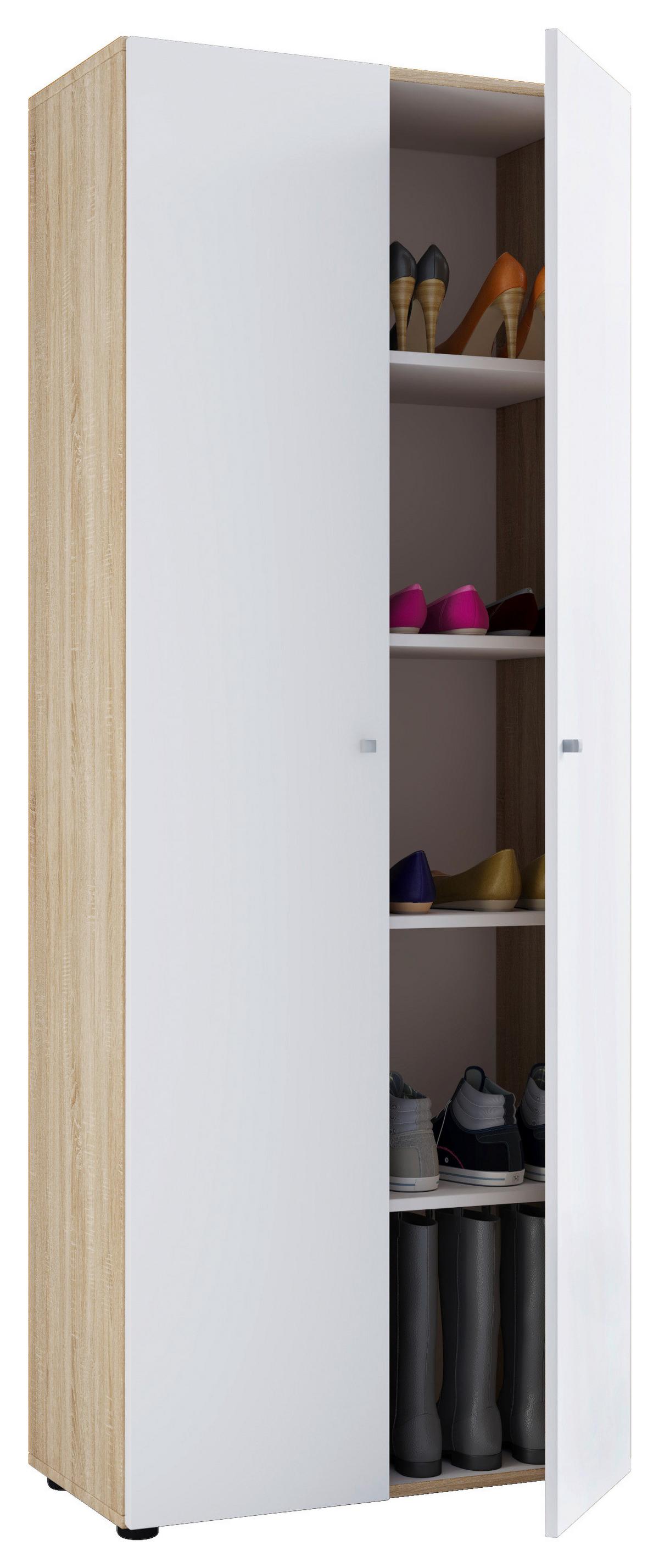 Schuhschrank Vandol Weiß, Eichefarben Dekor B:71cm - Eichefarben/Schwarz, Design, Holzwerkstoff (71/180/39cm) - MID.YOU