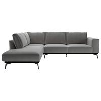 Ecksofa Isolde - Dunkelgrau/Schwarz, Design, Holz/Textil (200/293cm) - MID.YOU