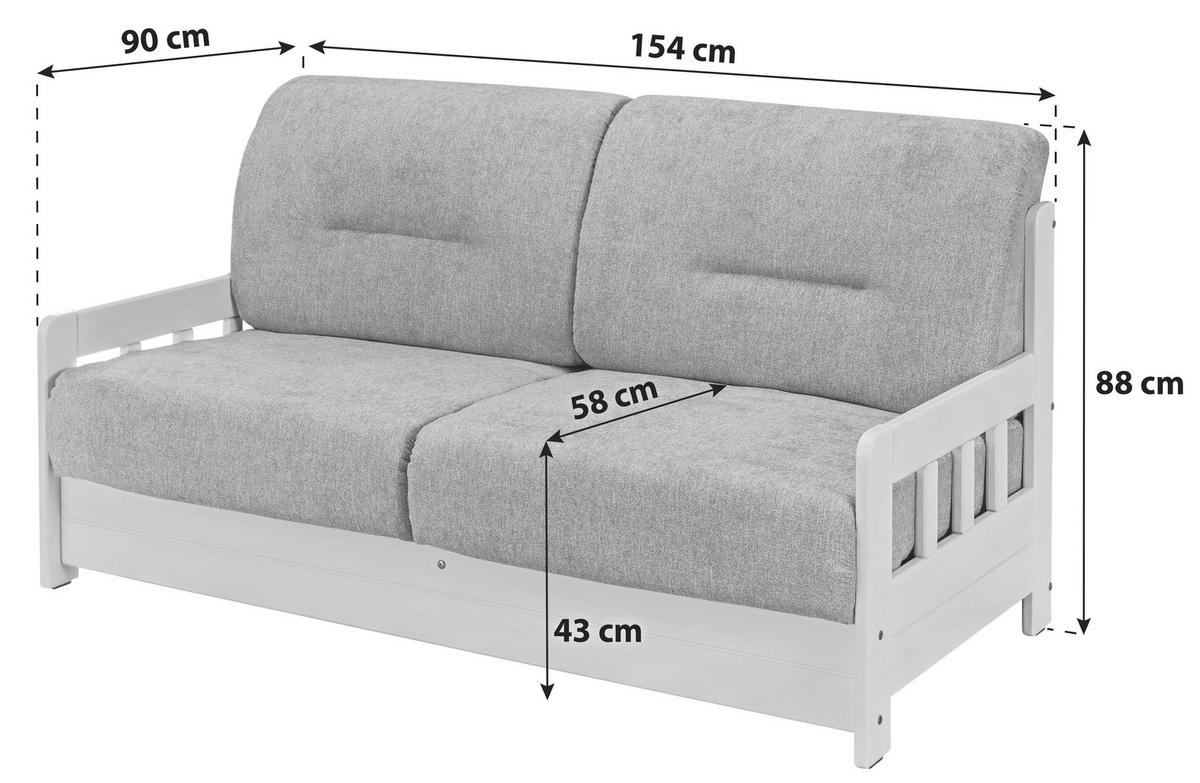 Schlafsofa mit Kiefernholz Korpus Camino, Mikrofaser - Blau/Weiß, LIFESTYLE, Holz/Textil (154/88/90cm) - Livetastic