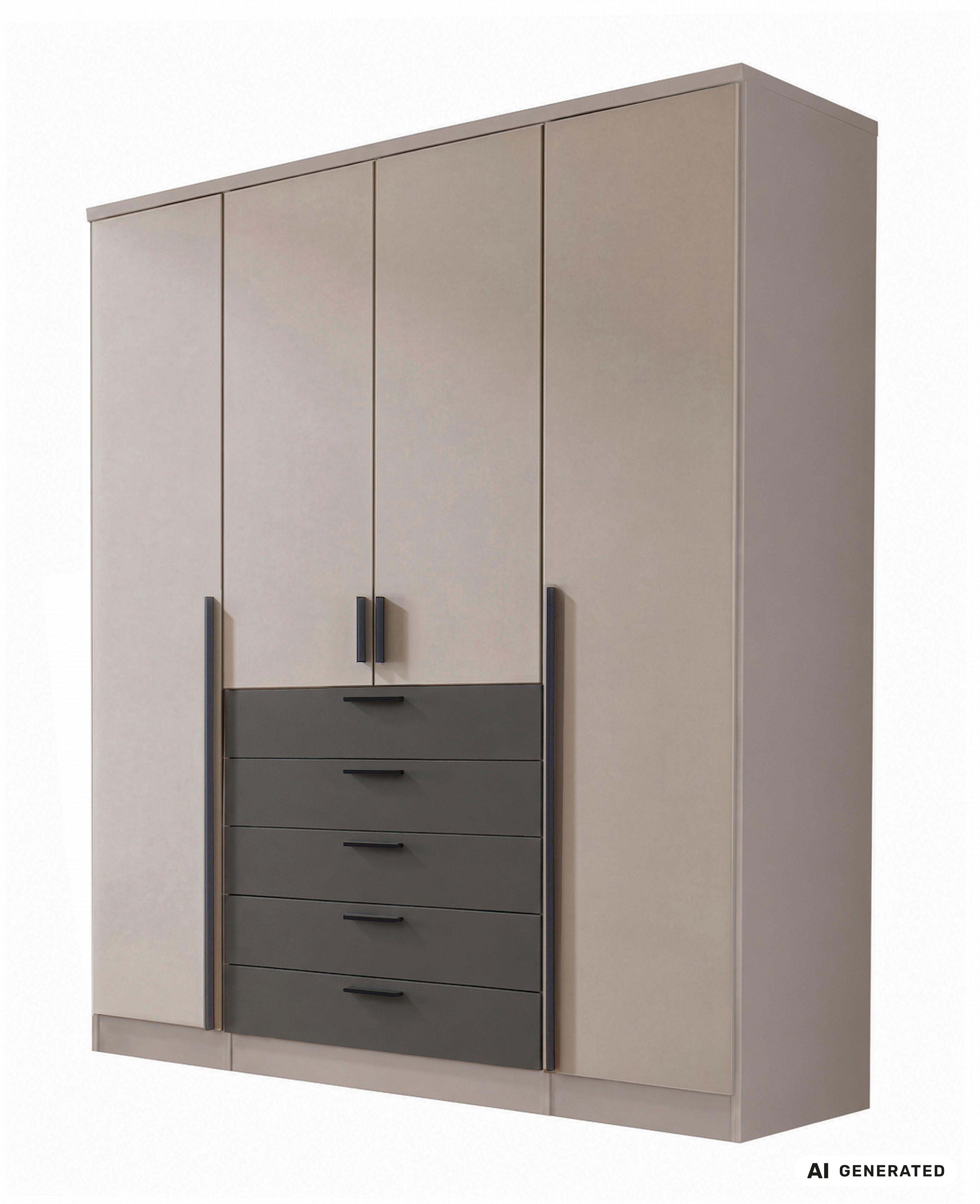 Kleiderschrank Arnis mit Schubladen B: 181cm - Kaschmir/Graphitfarben, Trend, Holzwerkstoff (181/210/52cm)